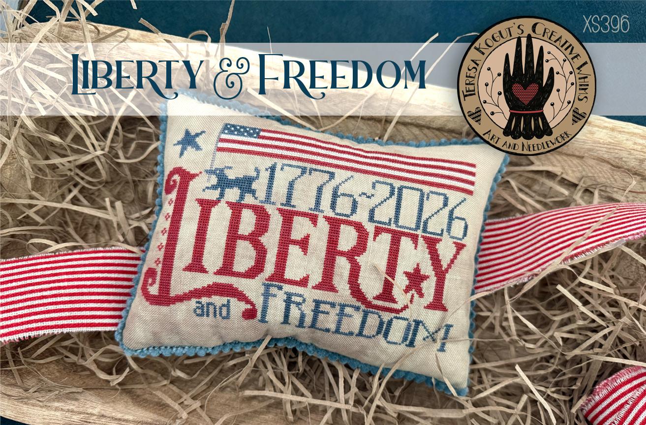 Liberty & Freedom - Patriotic Cross Stitch Pattern, zoomed in. Select this picture to zoom back out.