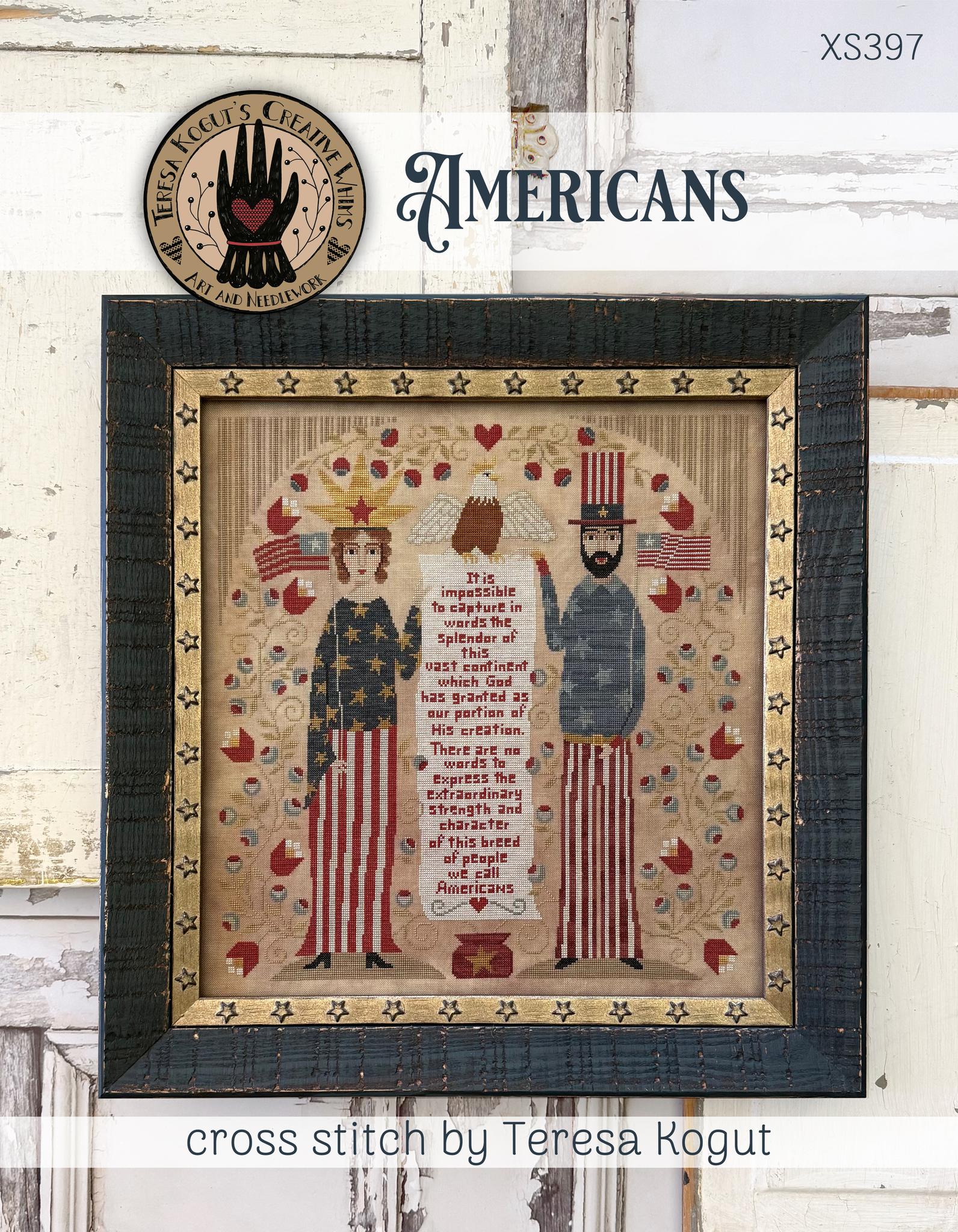 Americans - Patriotic Cross Stitch Pattern, zoomed in. Select this picture to zoom back out.