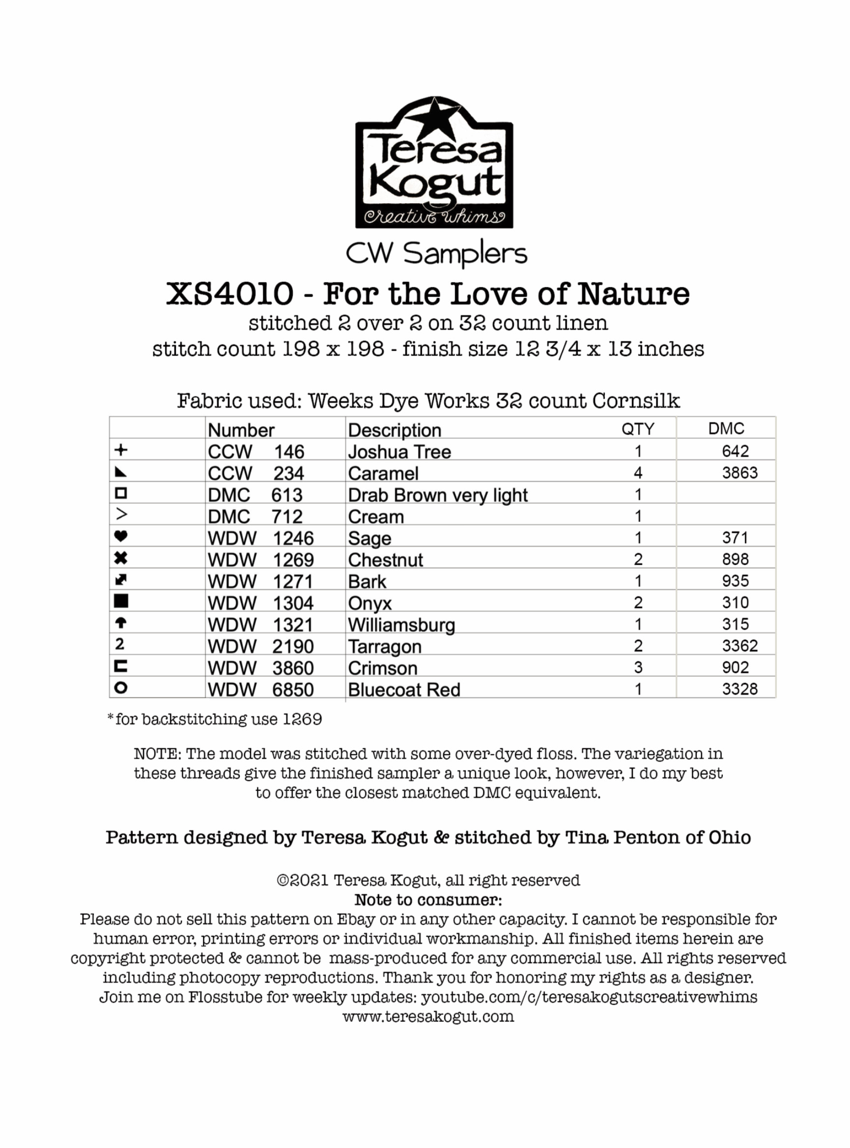 For the Love of Nature - Cross Stitch Pattern