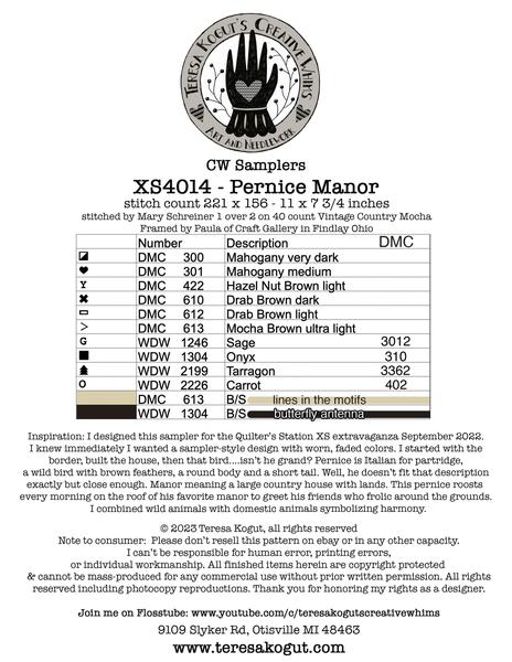 Pernice Manor - Cross Stitch Pattern