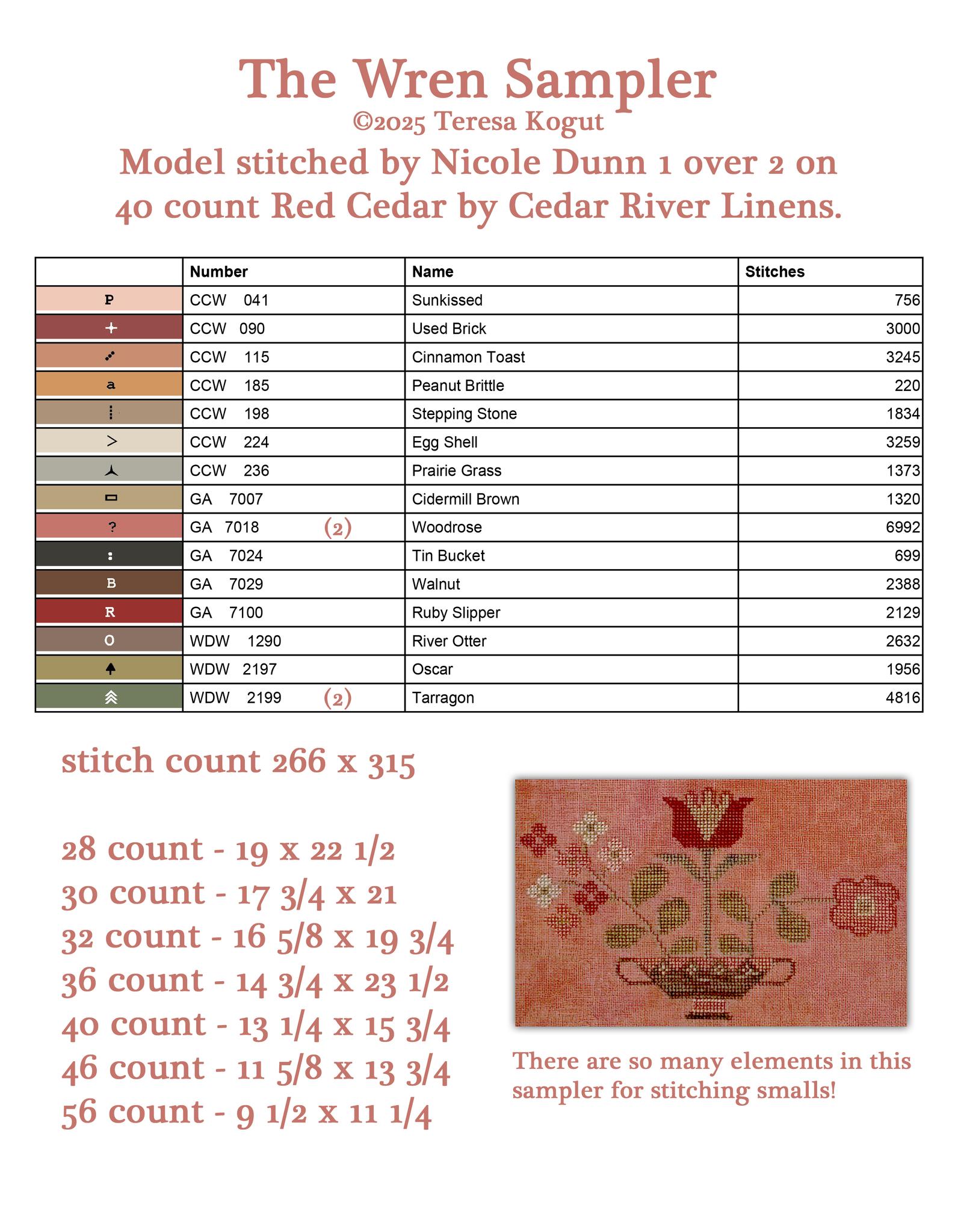 The Wren Sampler - Cross Stitch Pattern