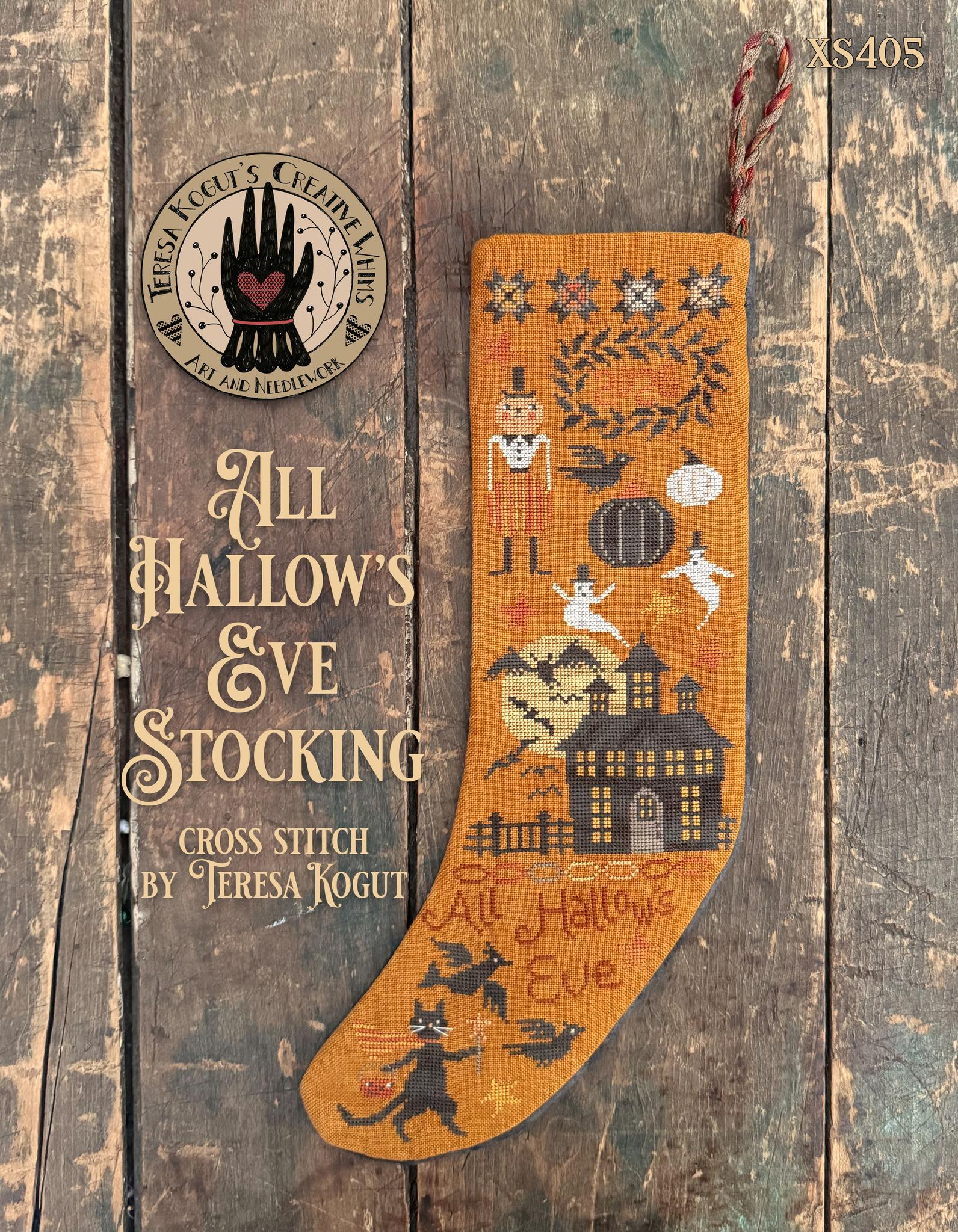 All Hallow's Eve Stocking - Halloween Cross Stitch Pattern, zoomed in. Select this picture to zoom back out.