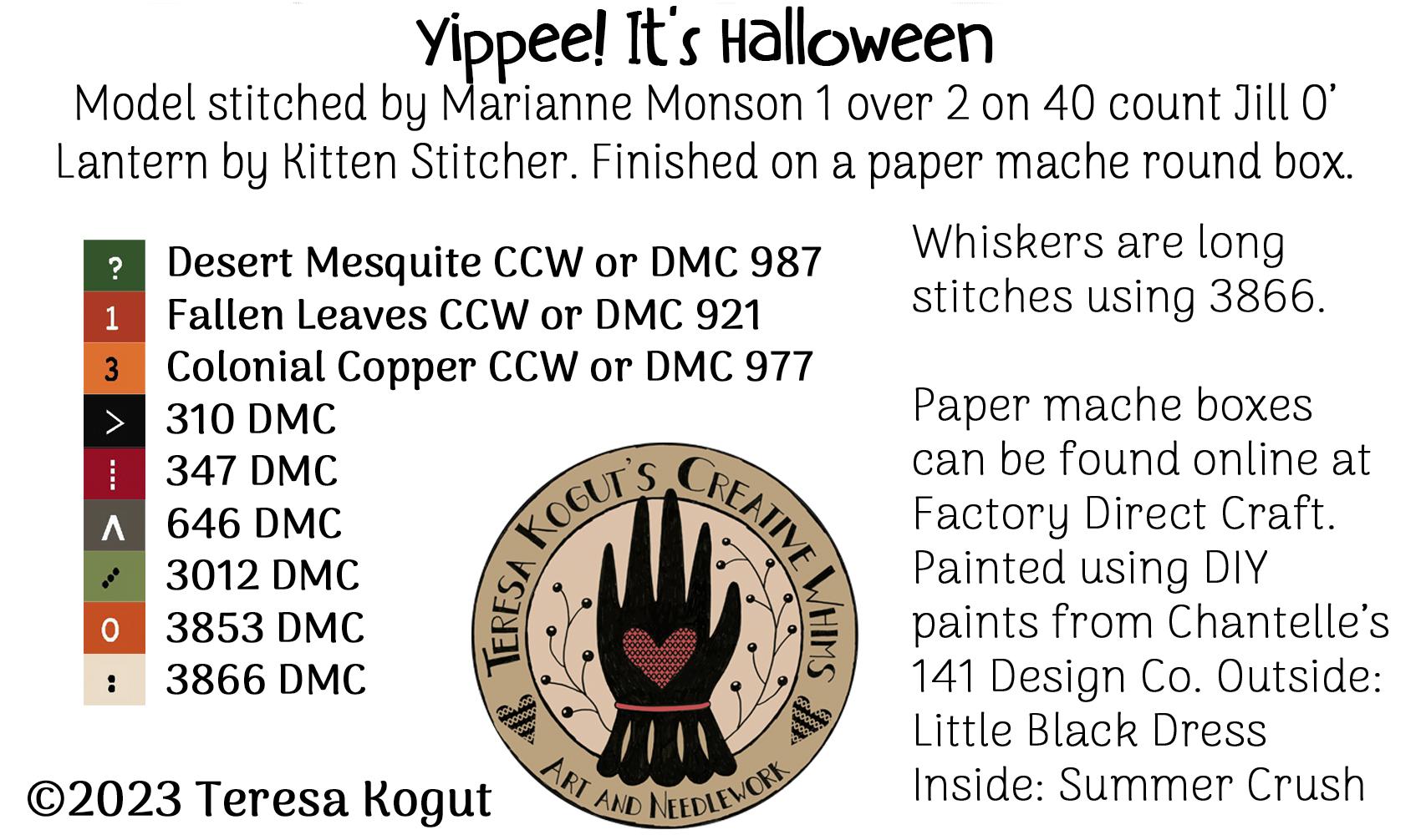 Yippie! It's Halloween - Cross Stitch Pattern, different perspective #1, zoomed in. Select this picture to zoom back out.