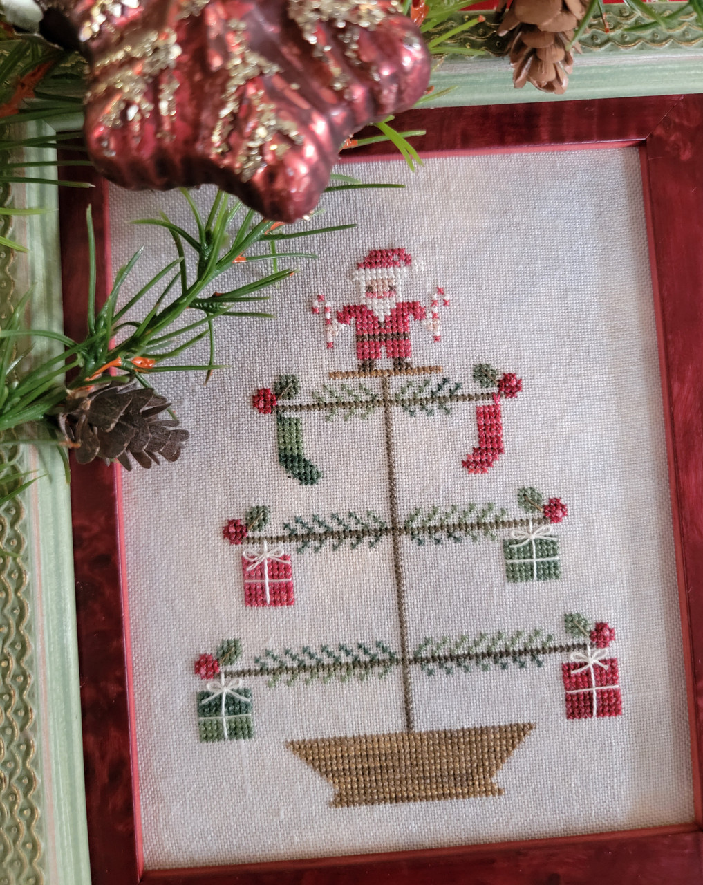 Saint Nick Feather Tree - Christmas Cross Stitch Pattern