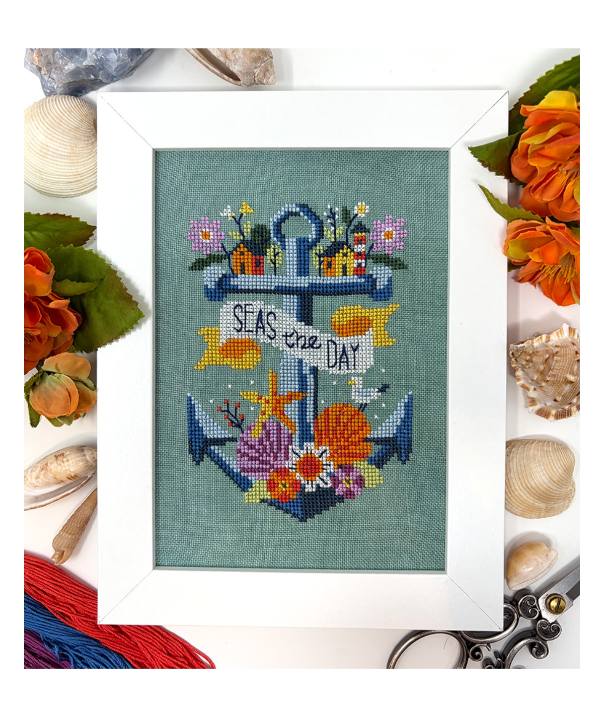 Seas the Day - Cross Stitch Pattern, zoomed in. Select this picture to zoom back out.