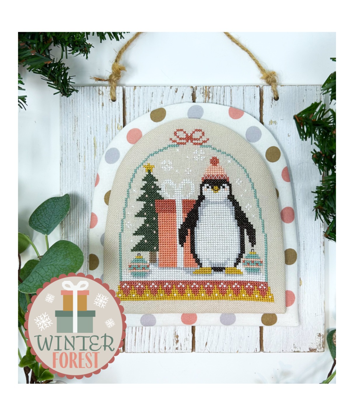 Penguin - Christmas Cross Stitch Pattern, zoomed in. Select this picture to zoom back out.