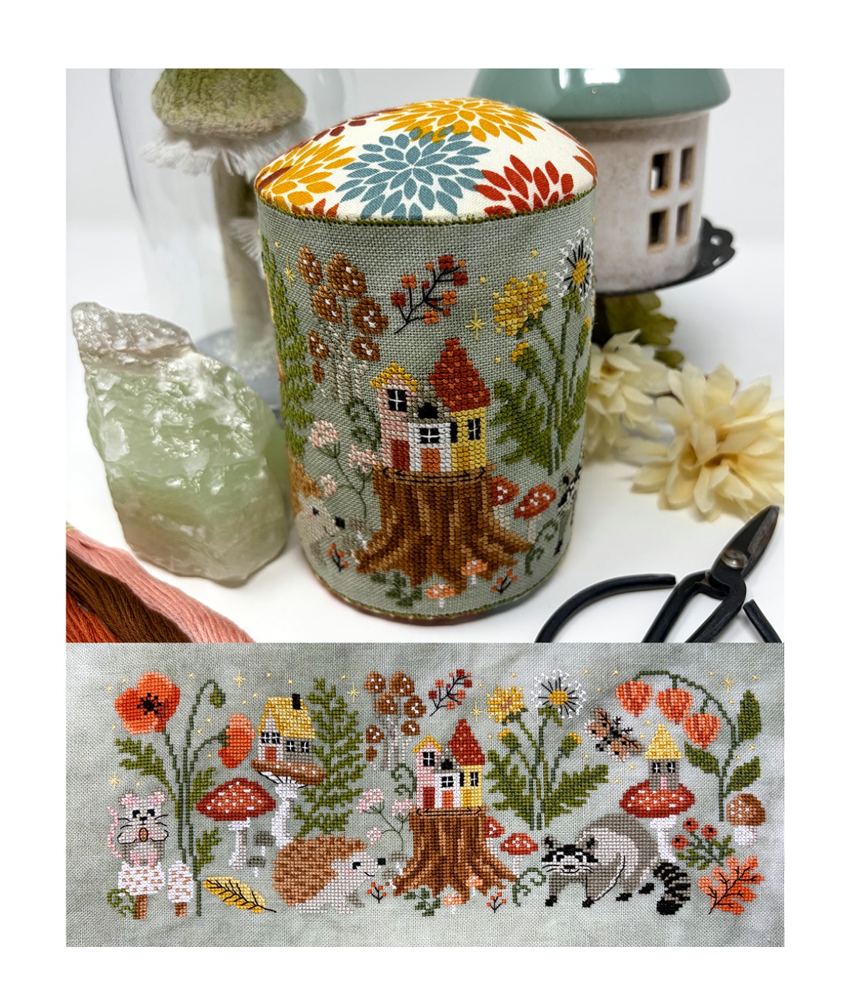 Forest View Drum - Cross Stitch Pattern , zoomed in. Select this picture to zoom back out.