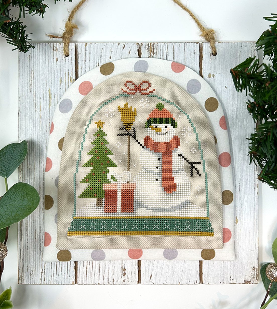 Winter Forest Snowglobes: Snowman - Cross Stitch Pattern , zoomed in. Select this picture to zoom back out.
