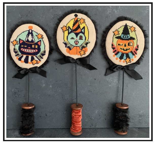 Wing and Blinked Eye Gang - Halloween Cross Stitch Pattern, zoomed in. Select this picture to zoom back out.
