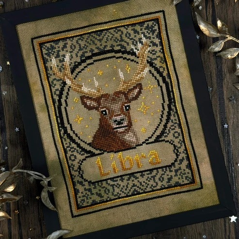 Zodiac Libra - Cross Stitch Pattern, different perspective #1, zoomed in. Select this picture to zoom back out.