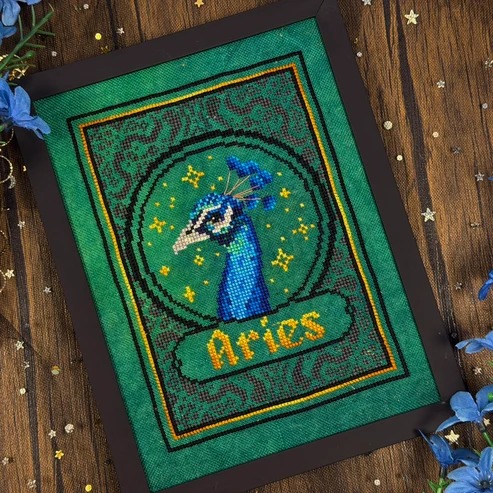 Zodiac Aries - Cross Stitch Pattern, zoomed in. Select this picture to zoom back out.
