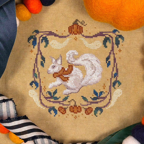 Fall Forager - Cross Stitch Pattern, zoomed in. Select this picture to zoom back out.