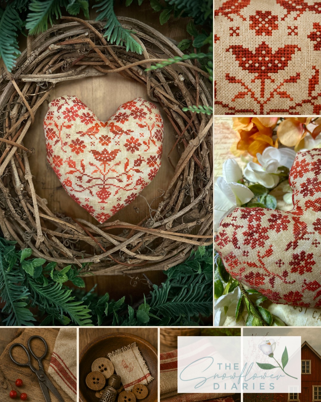 Love Birds - Cross Stitch Pattern, zoomed in. Select this picture to zoom back out.