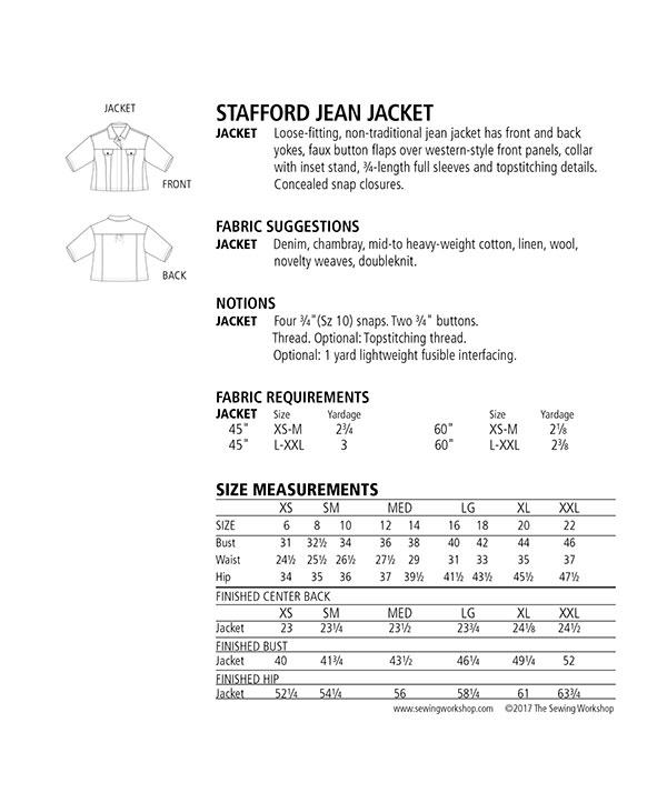 Stafford Jean Jacket - Sewing Pattern
