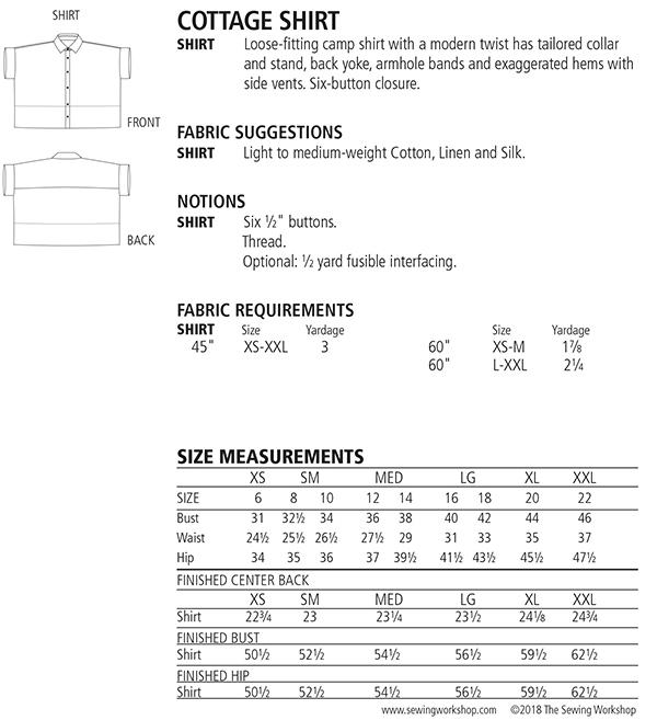 Cottage Shirt - Sewing Pattern