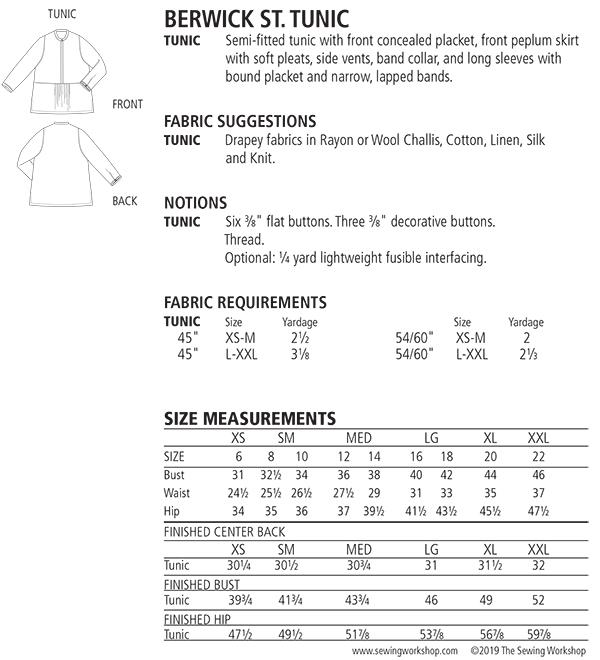 Berwick St. Tunic - Sewing Pattern