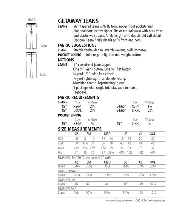 Getaway Jeans - Sewing Pattern