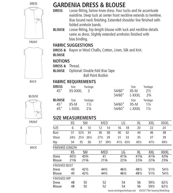Gardenia Blouse and Dress - Sewing Pattern