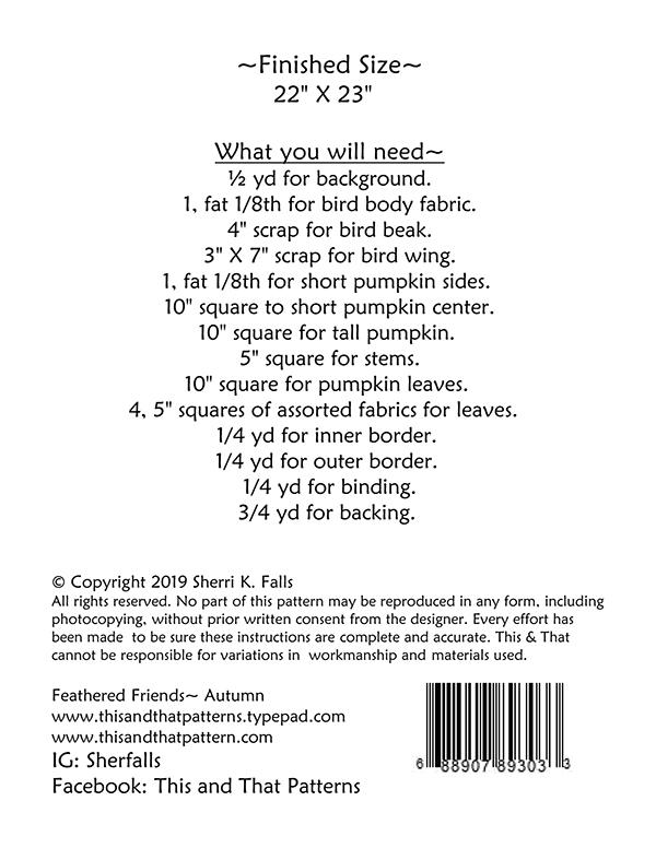 Feathered Friends Autumn - Quilt Pattern