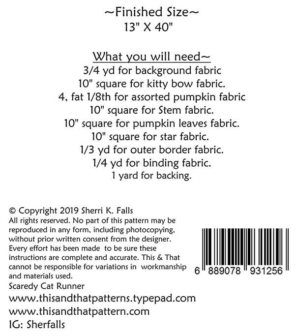 Scaredy Cat - Quilt Pattern