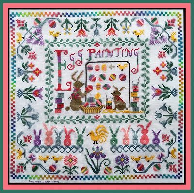 Miss Cottontail's Egg-cellent Finishing School Cross Stitch