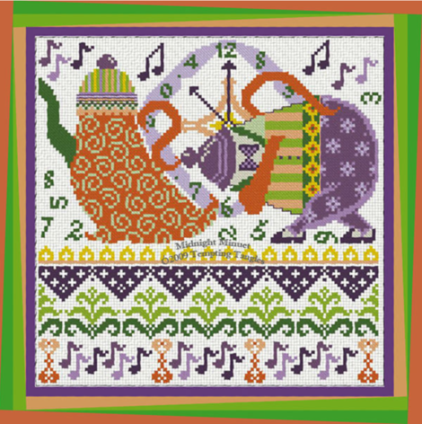 Midnight Minuet - Cross Stitch Pattern, zoomed in. Select this picture to zoom back out.