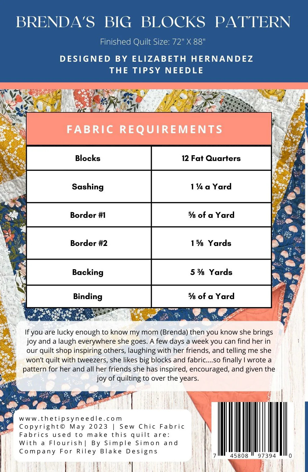 Brenda's Big Blocks - Quilt Pattern