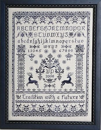 Blue Deer Sampler - Cross Stitch Pattern
