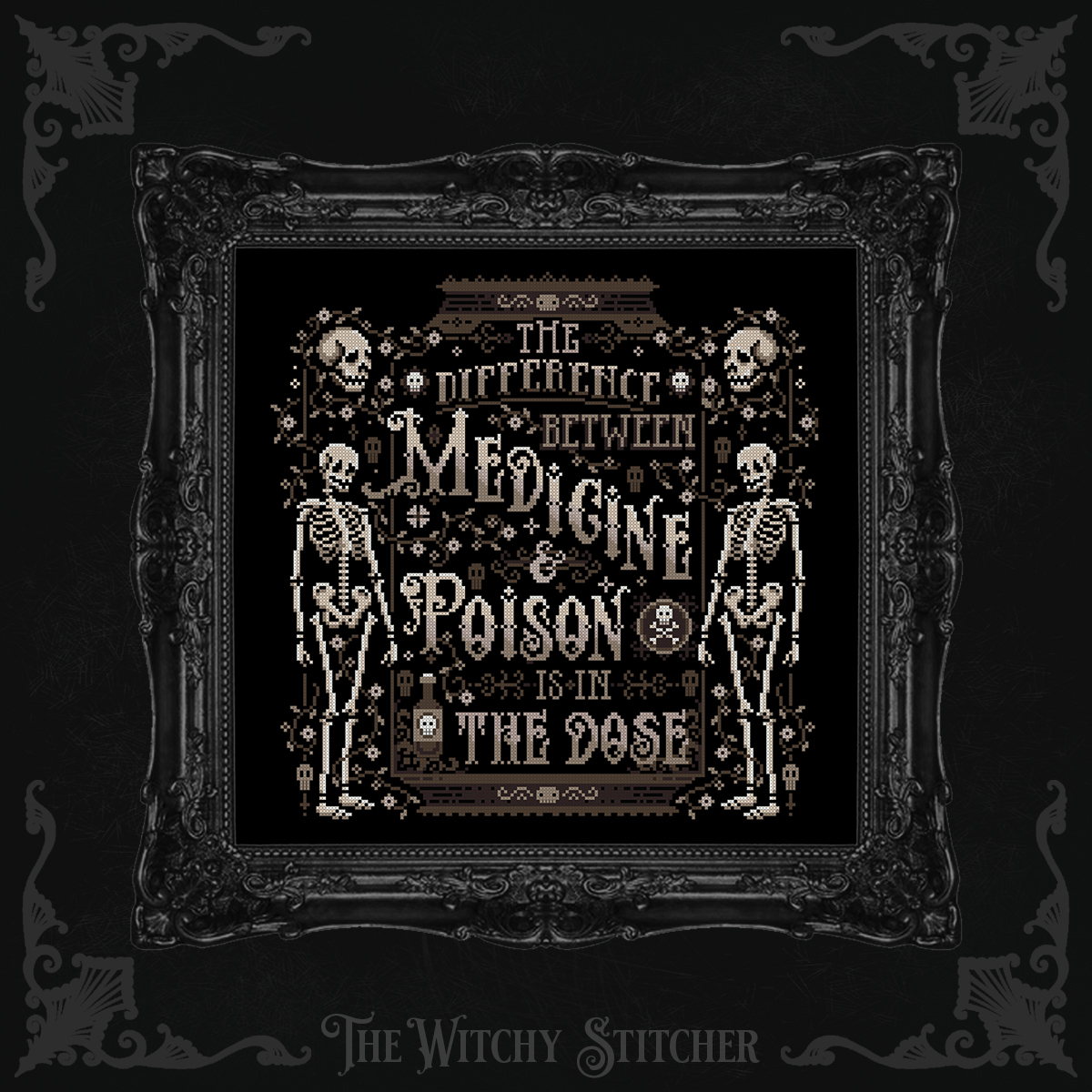 Medicine & Poison - Halloween  Cross Stitch Pattern, different perspective #5, zoomed in. Select this picture to zoom back out.