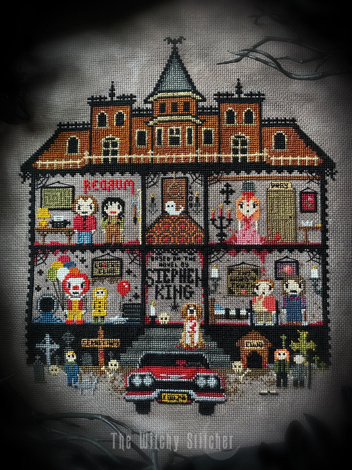 Stephen King House - Halloween Cross Stitch Pattern, zoomed in. Select this picture to zoom back out.