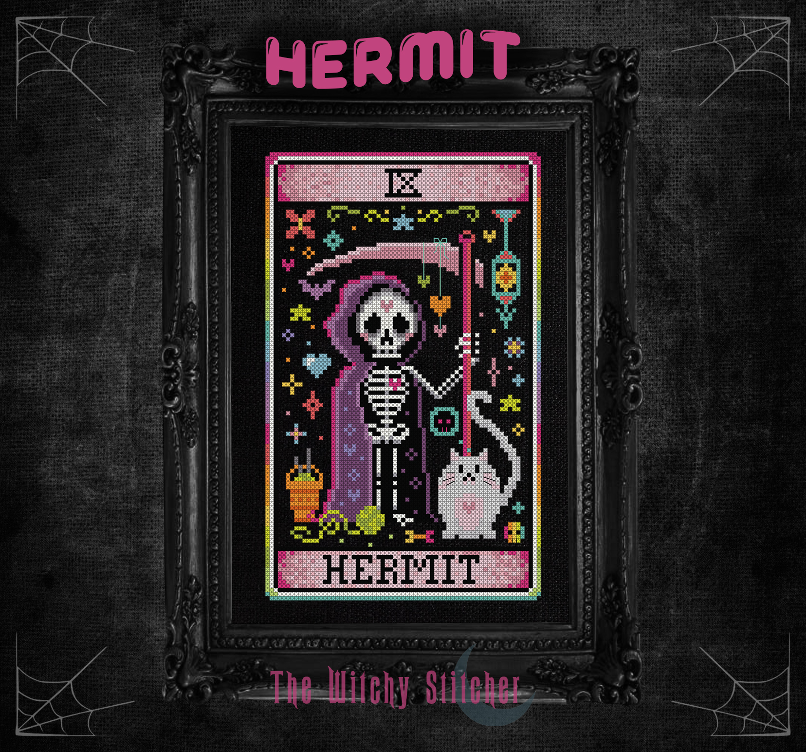 The Hermit - Halloween  Cross Stitch Pattern, zoomed in. Select this picture to zoom back out.