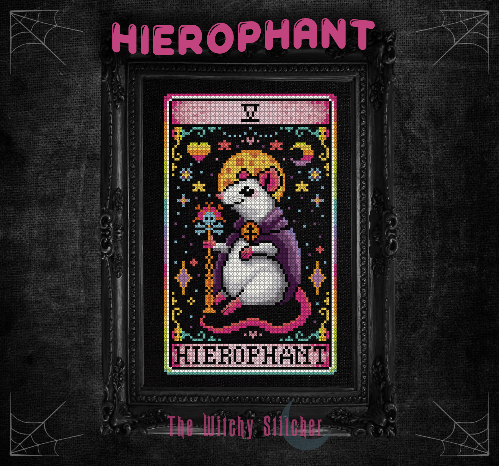 Hierophant - Halloween Cross Stitch Pattern, zoomed in. Select this picture to zoom back out.