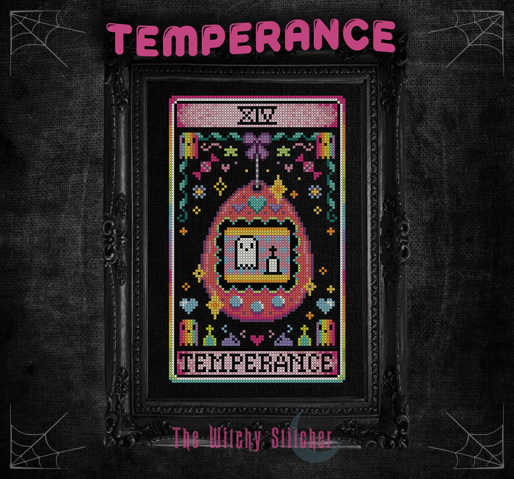 Temperance - Halloween Cross Stitch Pattern, zoomed in. Select this picture to zoom back out.