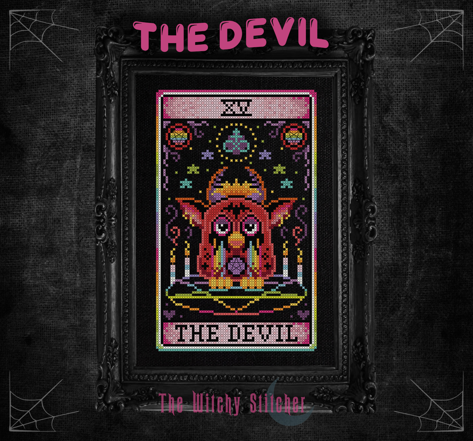 The Devil - Halloween Cross Stitch Pattern, zoomed in. Select this picture to zoom back out.