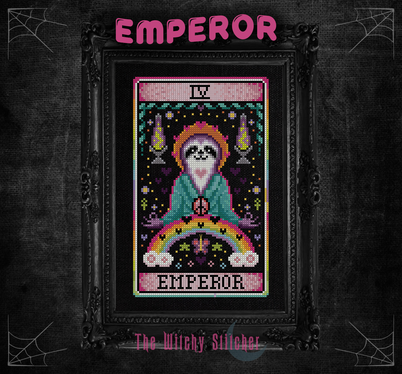 The Emperor - Halloween Cross Stitch Pattern, zoomed in. Select this picture to zoom back out.