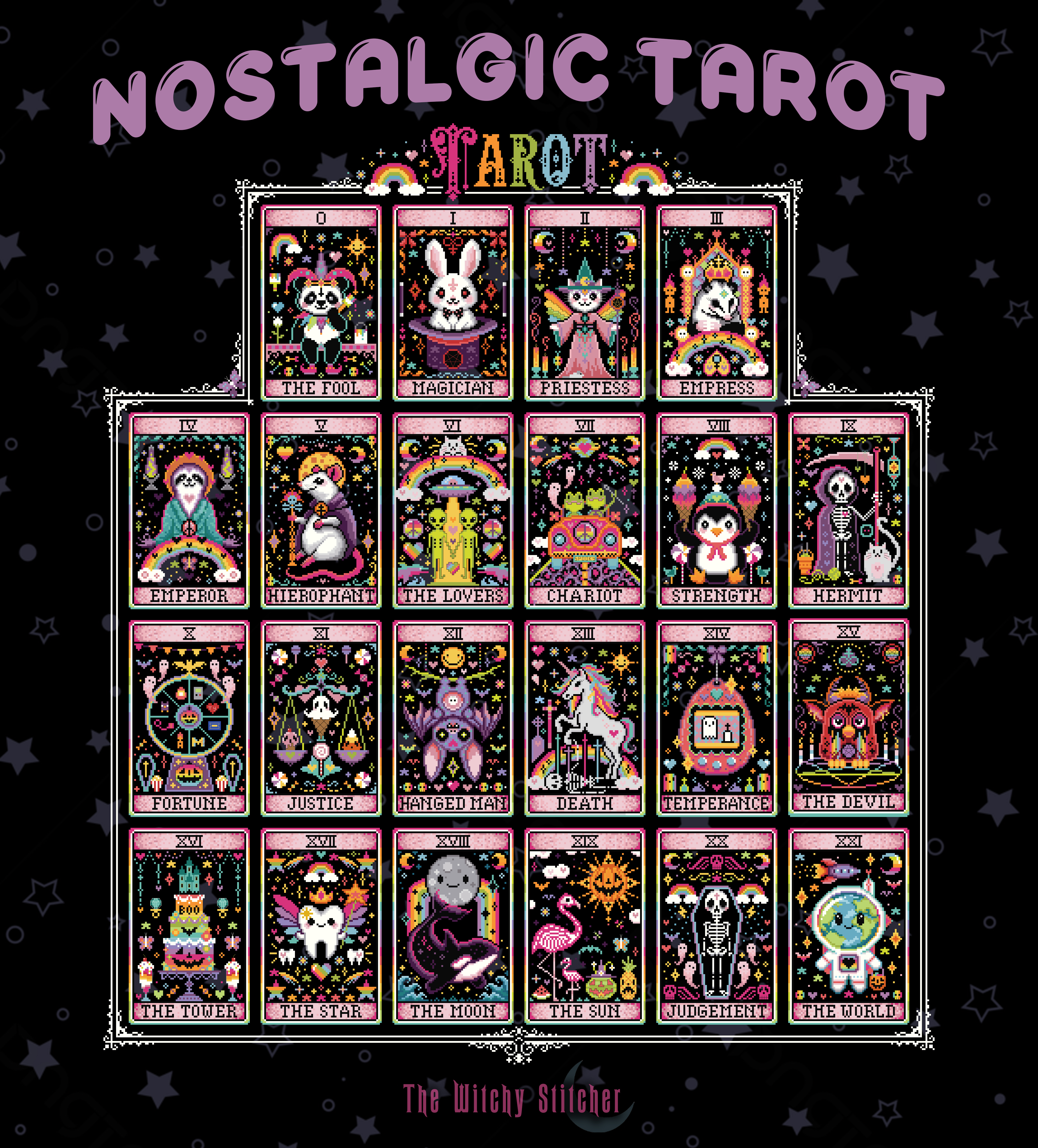 Nostalgic Tarot Complete Bundle - Cross Stitch Pattern, different perspective #1, zoomed in. Select this picture to zoom back out.