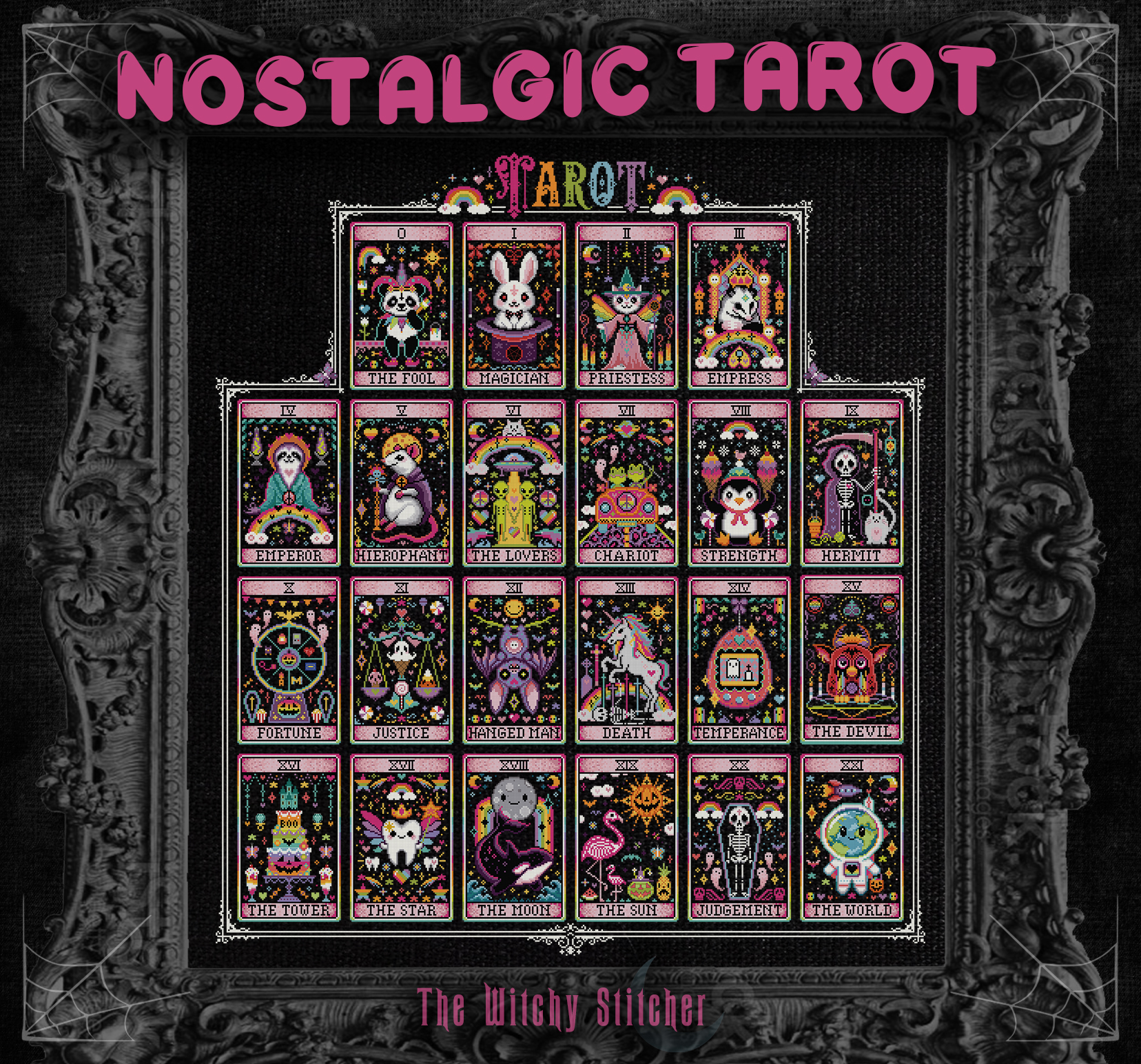 Nostalgic Tarot Complete Bundle - Cross Stitch Pattern, zoomed in. Select this picture to zoom back out.