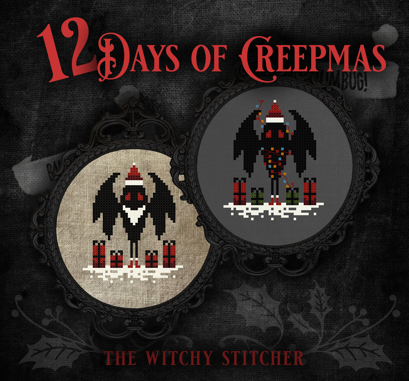 12 Days Of Creepmas Set - Halloween Cross Stitch Pattern, different perspective #10, zoomed in. Select this picture to zoom back out.