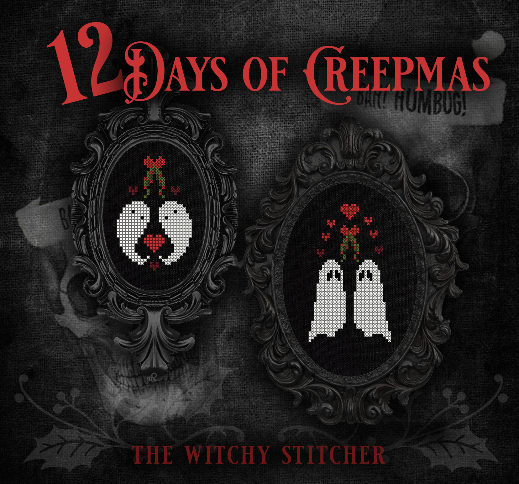 12 Days Of Creepmas Set - Halloween Cross Stitch Pattern, different perspective #9, zoomed in. Select this picture to zoom back out.