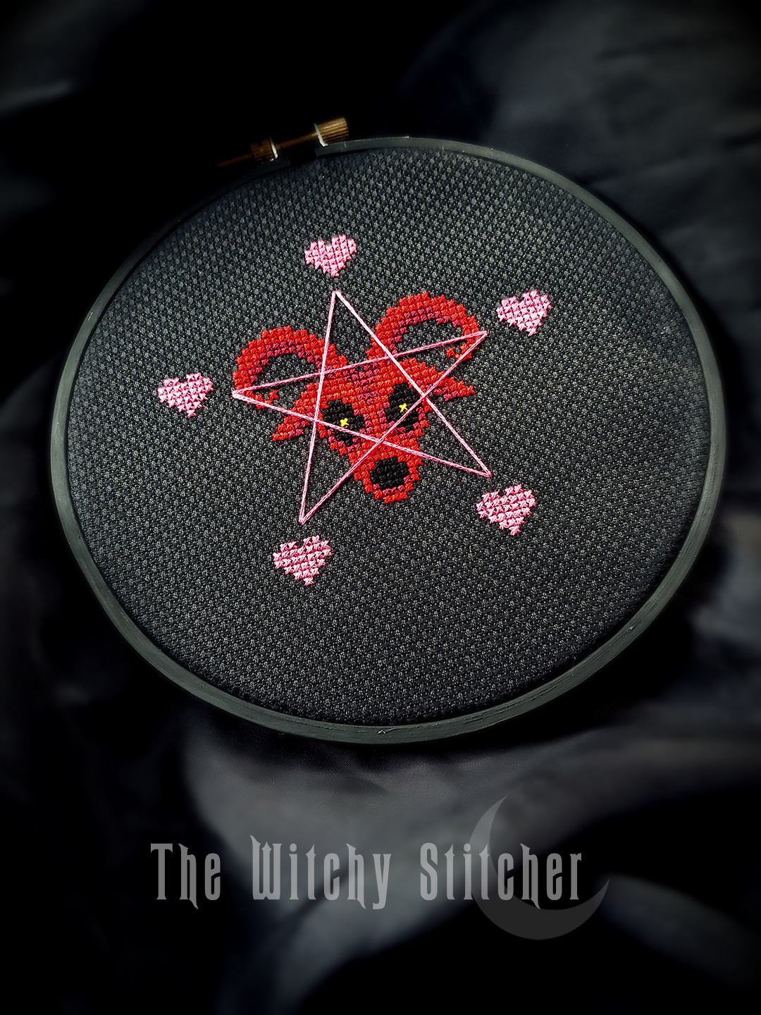 Baphomet Valentine - Cross Stitch Pattern, zoomed in. Select this picture to zoom back out.