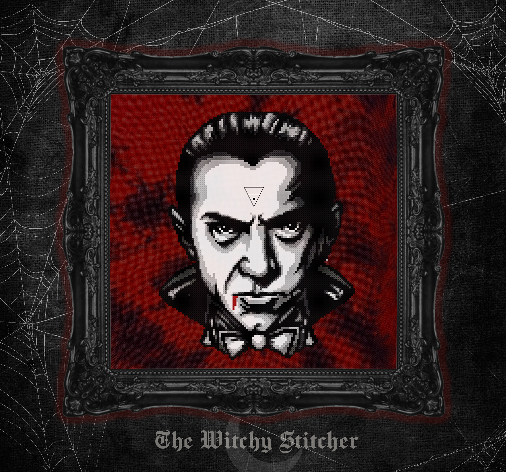 Bela Lugosi - Halloween Cross Stitch Pattern, zoomed in. Select this picture to zoom back out.