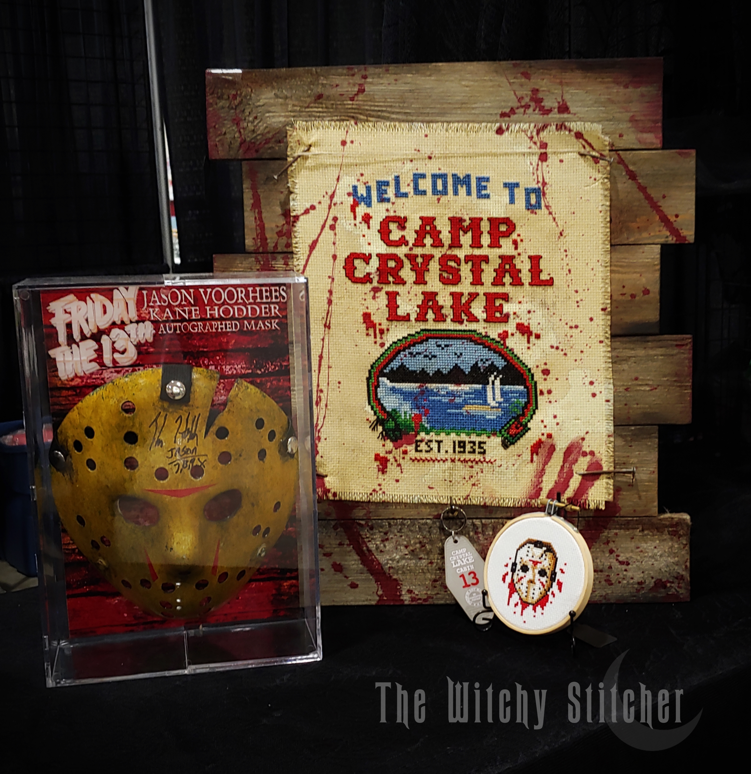 Camp Crystal Lake - Halloween Cross Stitch Pattern, zoomed in. Select this picture to zoom back out.