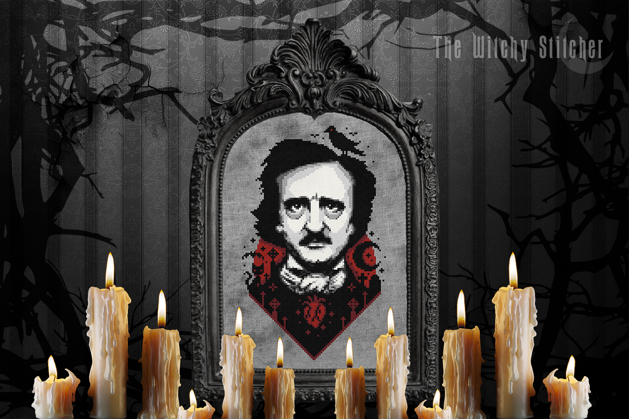 Master Of The Macabre - Halloween Cross Stitch Pattern, different perspective #3, zoomed in. Select this picture to zoom back out.