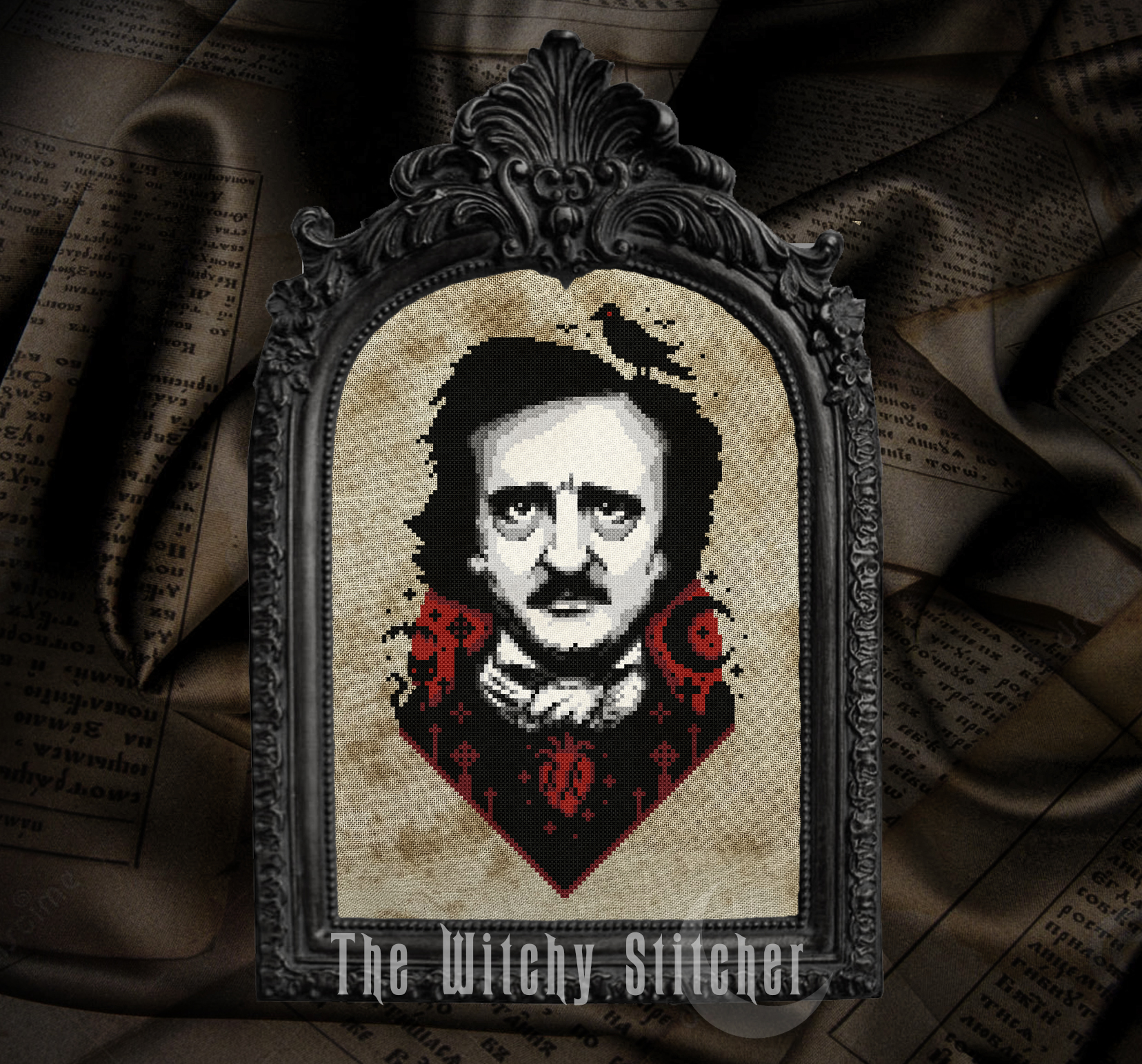 Master Of The Macabre - Halloween Cross Stitch Pattern, zoomed in. Select this picture to zoom back out.