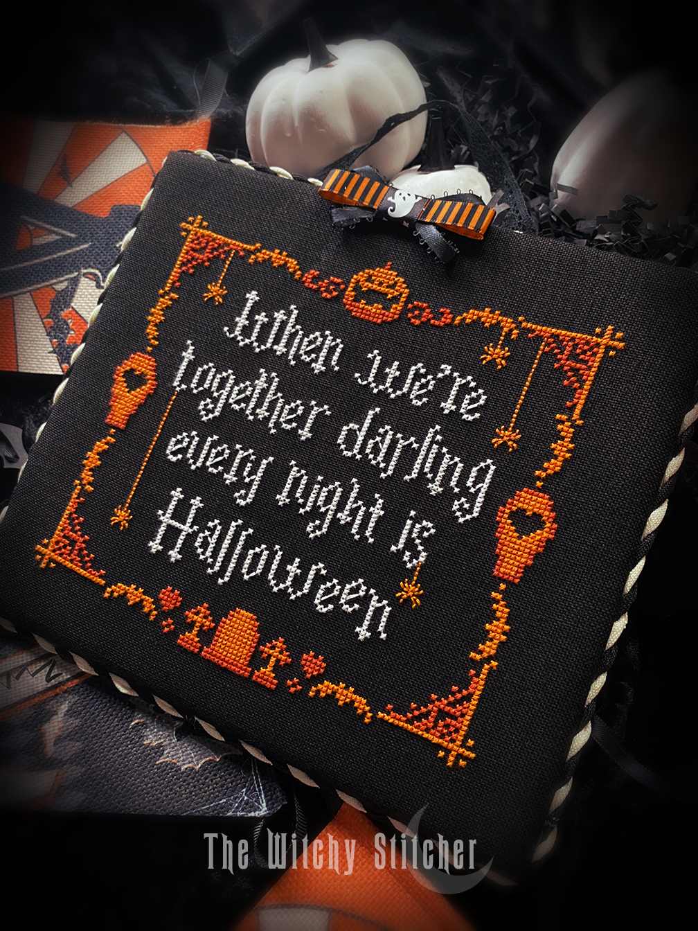 Every Night Is Halloween - PDF Cross Stitch Pattern, different perspective #2, zoomed in. Select this picture to zoom back out.