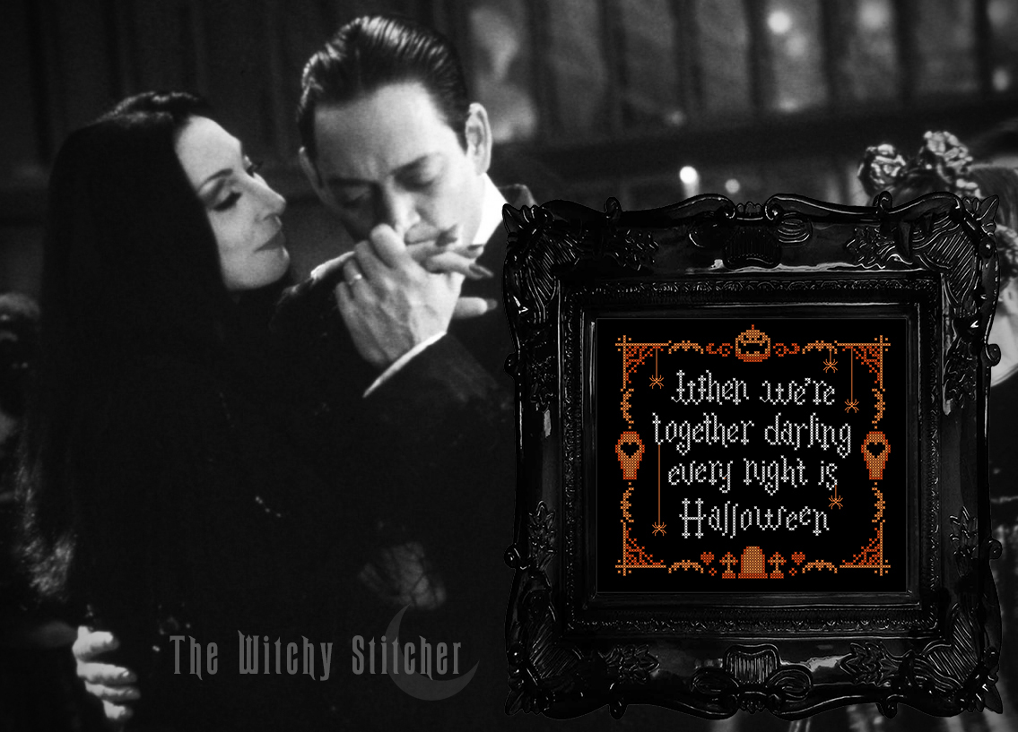 Every Night Is Halloween - PDF Cross Stitch Pattern, different perspective #5, zoomed in. Select this picture to zoom back out.