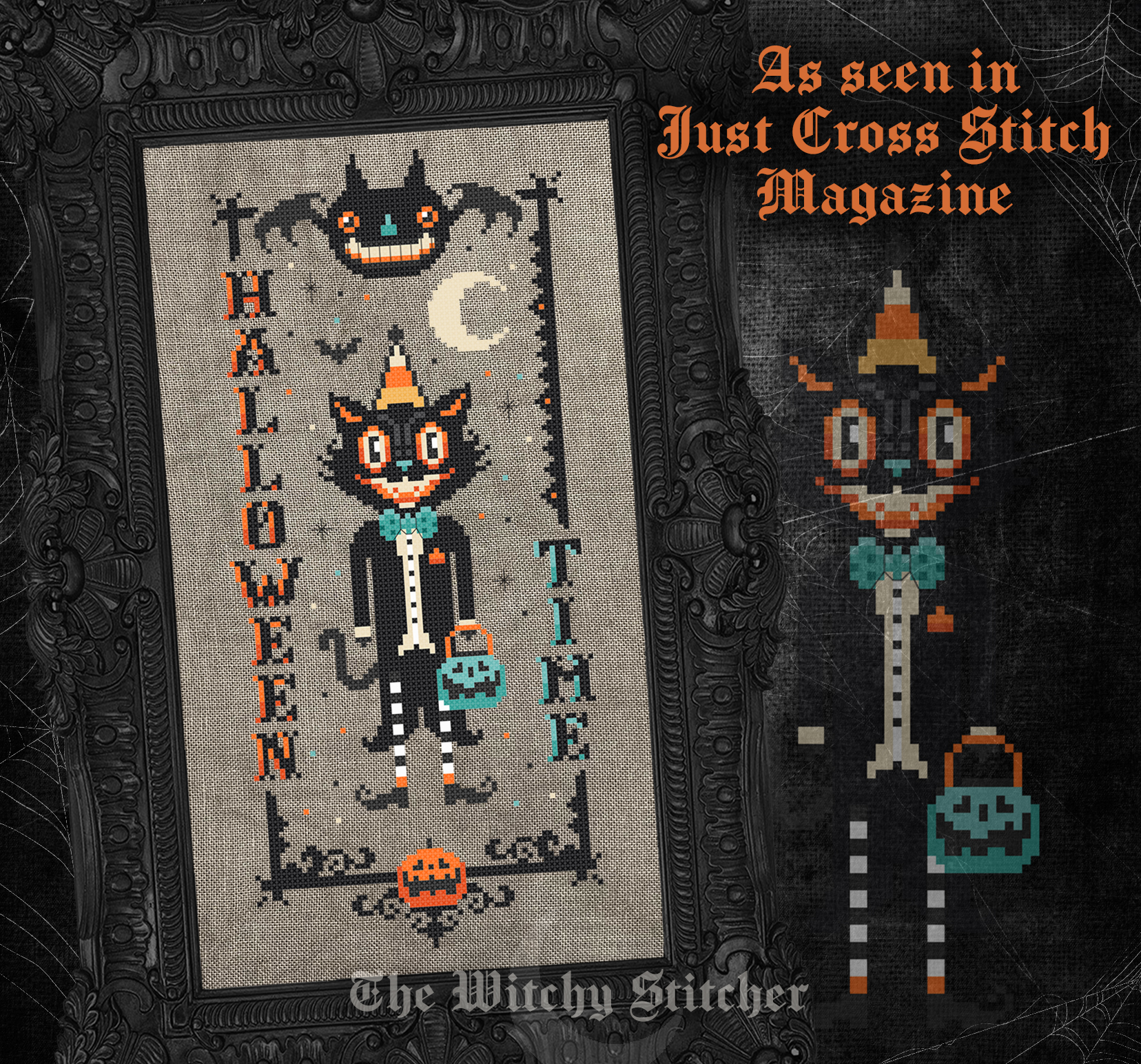 Halloween Time - Cross Stitch Pattern, different perspective #1, zoomed in. Select this picture to zoom back out.