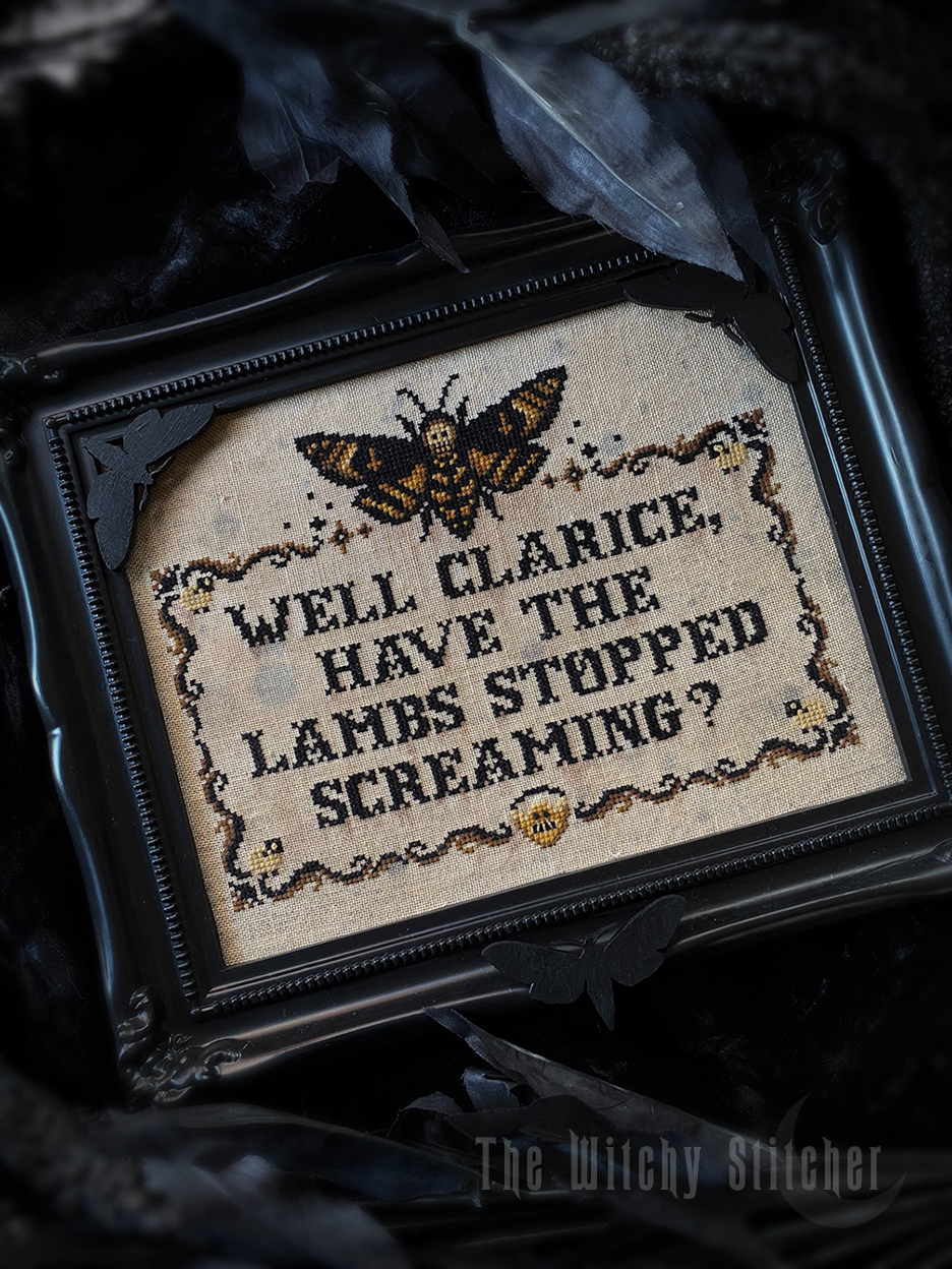 Have The Lambs - Halloween Cross Stitch Pattern, different perspective #2, zoomed in. Select this picture to zoom back out.