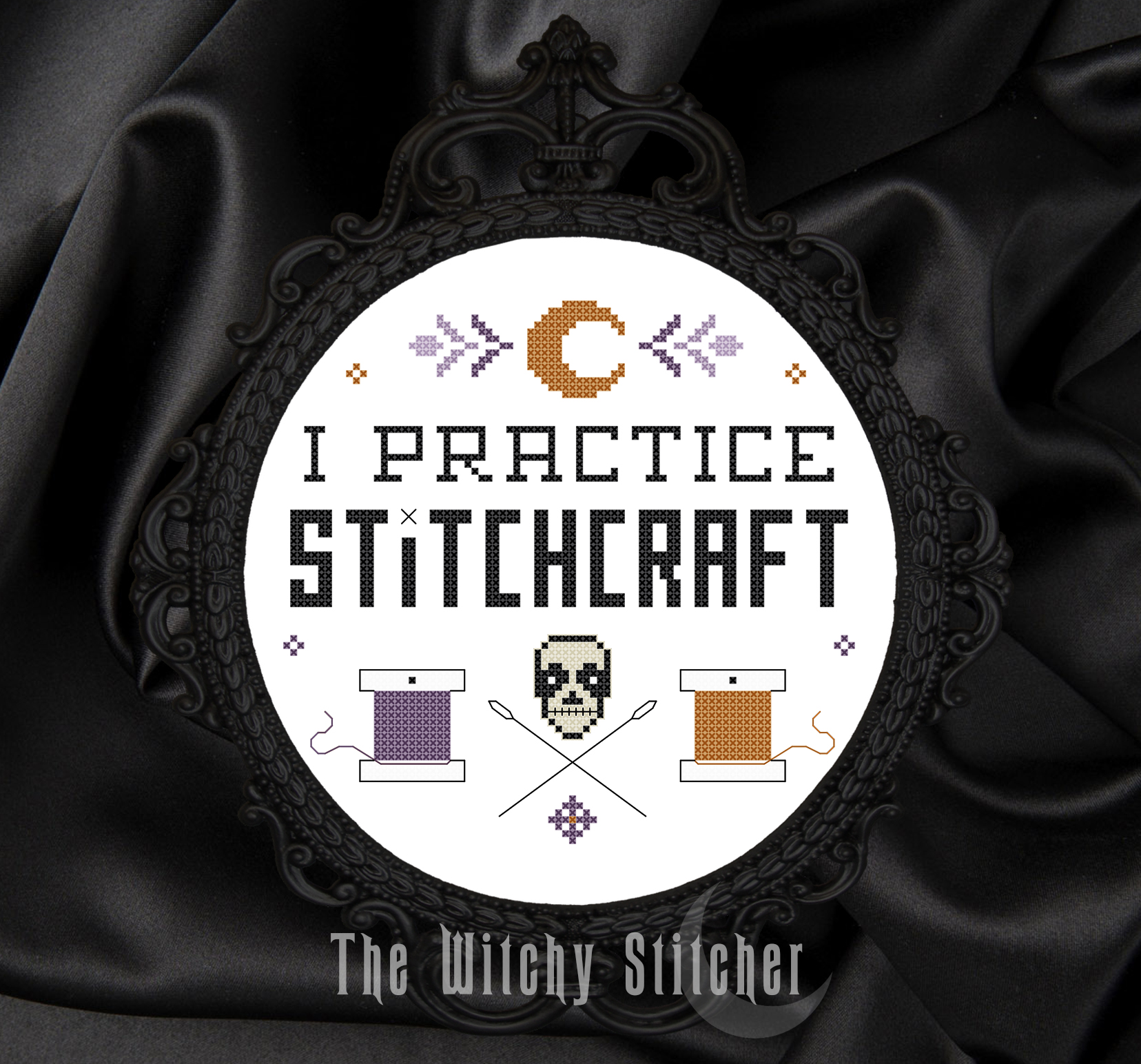 Stitchcraft - Halloween Cross Stitch Pattern, different perspective #1, zoomed in. Select this picture to zoom back out.