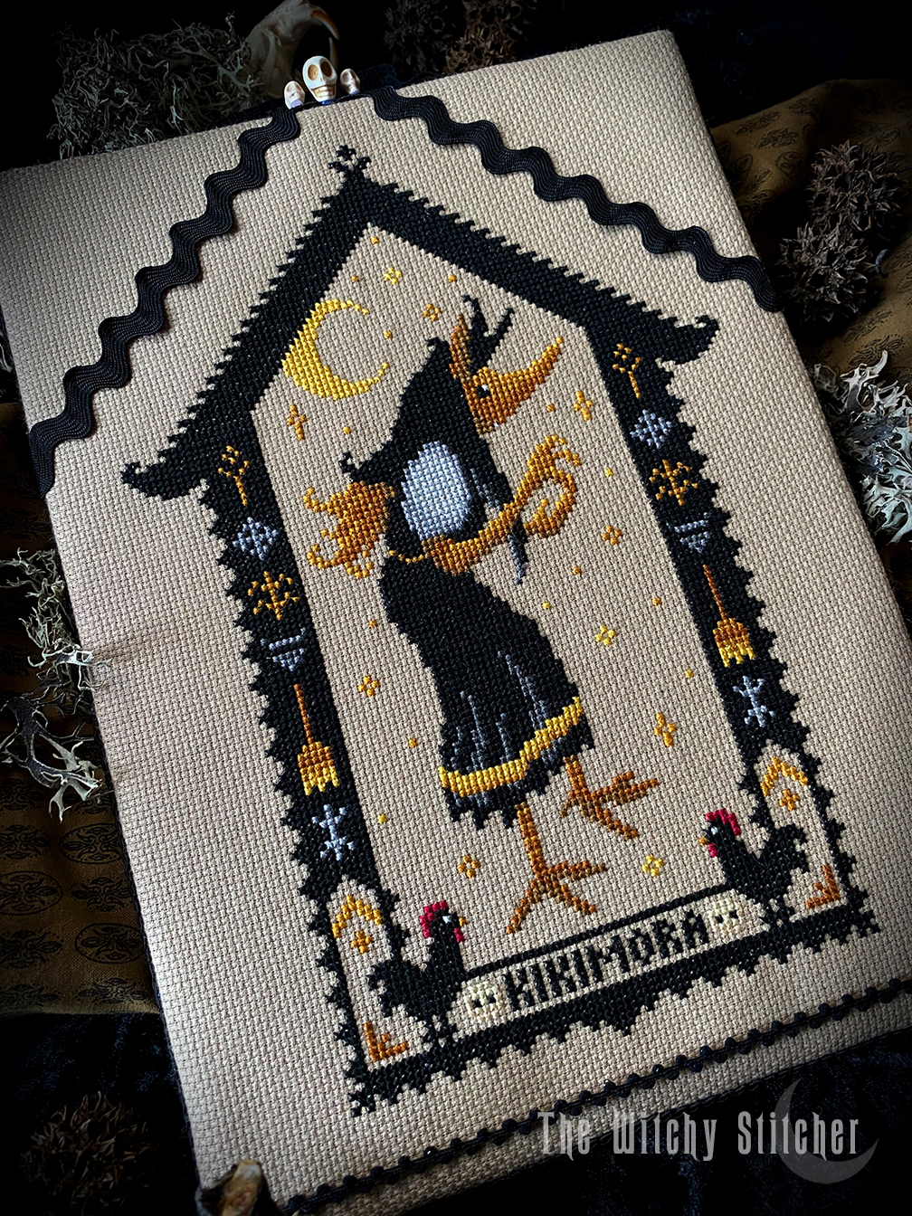 Kikimora - Halloween Cross Stitch Pattern, different perspective #1, zoomed in. Select this picture to zoom back out.